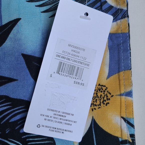 NWT Hurley Floral Print Short Sleeve Short - Picture 3 of 4